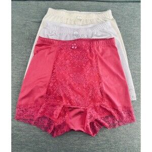 RHONDA SHEAR - Women's 3 Pack Pin-Up Panty w/ Front Lace Lilac/Beige Fuchsia  A4